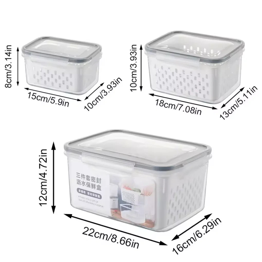 Kit 3 Potes de Armazenamento