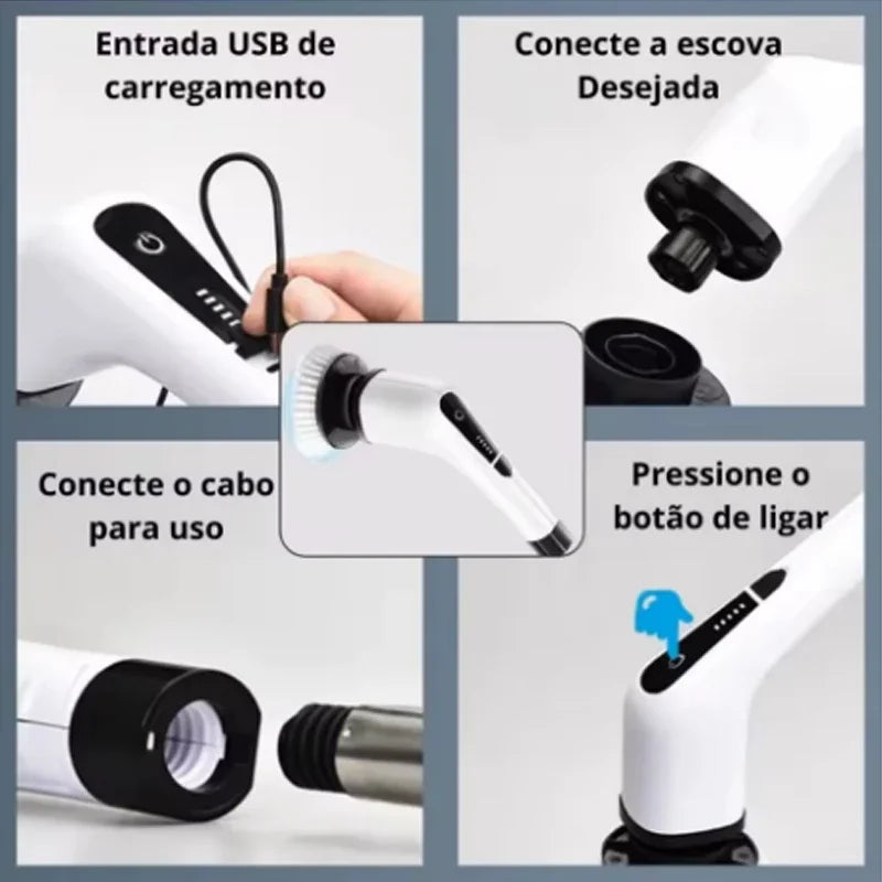Multifuncional elétrico limpeza Mop, Escova rotativa, Casa, Sem fio