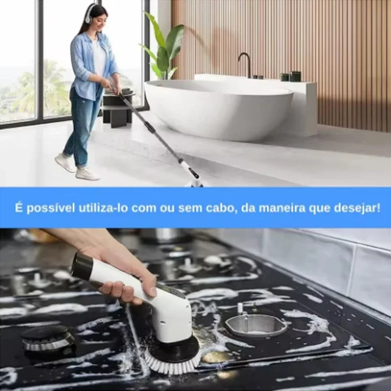 Multifuncional elétrico limpeza Mop, Escova rotativa, Casa, Sem fio